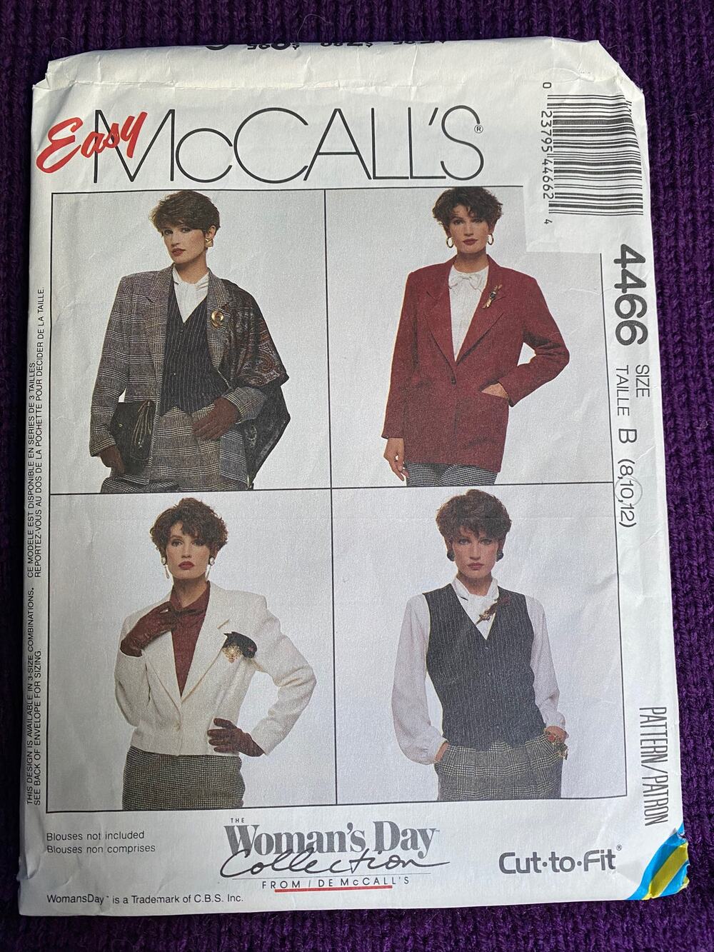McCalls 4466 blazer vest sewing pattern sz 8 10
